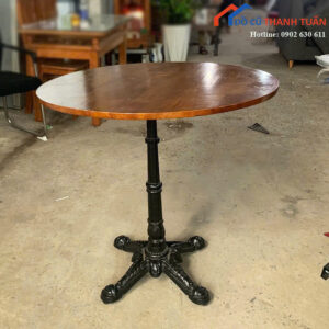 Bàn Cafe Cũ 81CM Mặt Gỗ Thiết Kế Chân Cổ Điển