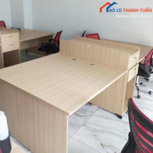 Bàn Làm Việc Nhóm Cũ Vân Gỗ Có Hộc Kéo Tiện Lợi