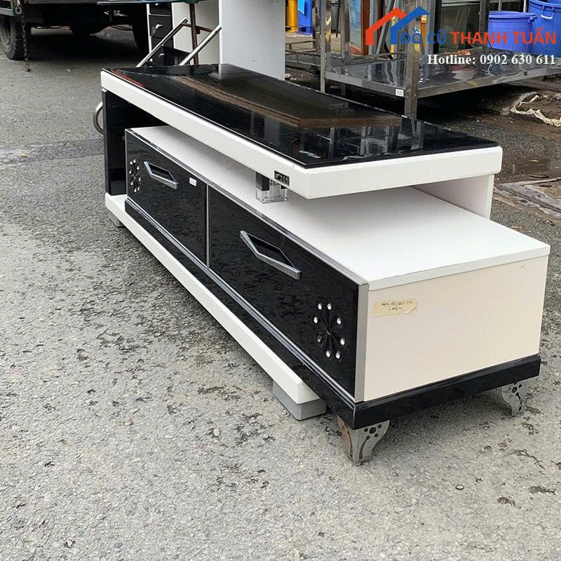 Ke-tivi-1m25x40-keo-dai-2m-gia-1tr8-2 Kệ Tivi Cũ 1M25 Kéo Dài Đến 2M Có Ngăn Kéo Tiện Lợi