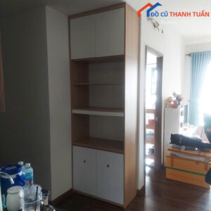 Tủ Trưng Bày Cũ 2M6x90CM Màu Vân Gỗ Phối Trắng