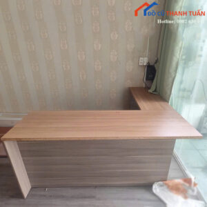 Bàn Làm Việc Cũ Góc Chữ L Màu Vân Gỗ Hiện Đại