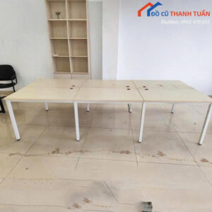 Bàn Làm Việc Cũ 1M2x3M Thiết Kế 6 Chỗ Gỗ Màu Sáng