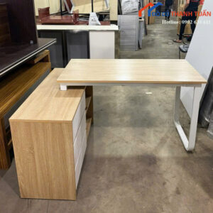 Bàn Làm Việc Cũ Kiểu Chữ L Kèm Tủ Đựng Hồ Sơ Tiện Lợi