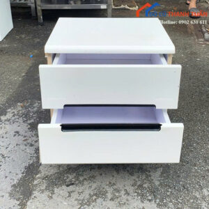 Tủ Đầu Giường Cũ Màu Trắng 47CMx40CM Có 2 Hộc Kéo