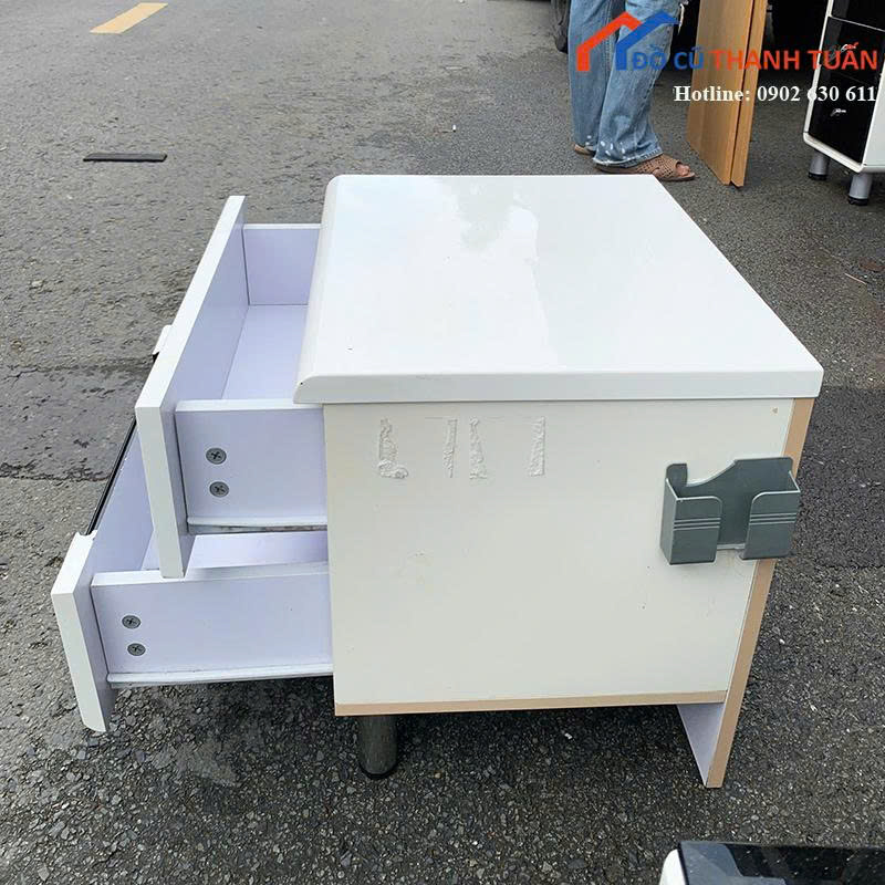 tu-47x40-sl2-650k-2 Tủ Đầu Giường Cũ Màu Trắng 47CMx40CM Có 2 Hộc Kéo