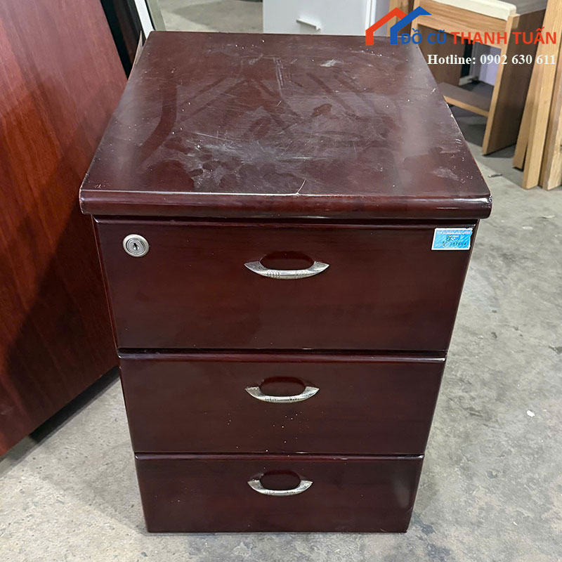 Tủ Hồ Sơ Cũ Thiết Kế 3 Ngăn Kéo Màu Vân Gỗ