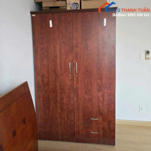 Tủ Quần Áo Cũ Gỗ Màu Nâu Thiết Kế 2 Cánh Tiện Lợi