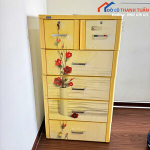 Tủ Nhựa Duy Tân Cũ Màu Vàng Thiết Kế 5 Tầng