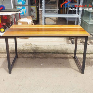 Bàn Làm Việc Cũ 1M4 Gỗ Tự Nhiên Chân Chữ U Màu Đen