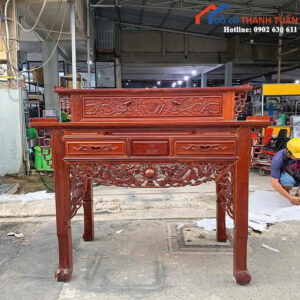 Bàn Thờ Cũ 1M47 Thiết Kế 2 Tầng Chạm Khắc Tinh Xảo