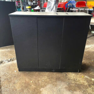 Tủ Hồ Sơ Gỗ Cũ Màu Đen Thiết Kế 3 Cánh Rộng Rãi