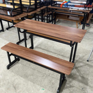 Bàn Ghế Học Sinh Cũ 1M2x40CM Màu Nâu Hiện Đại