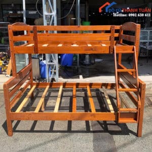 Giường Gỗ Cũ 2M Thiết Kế 2 Tầng Màu Nâu Hiện Đại
