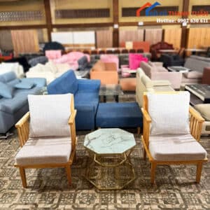 Bộ Ghế Sofa Gỗ Màu Xám Hiện Đại Mới 99% (Nhiều Mẫu)