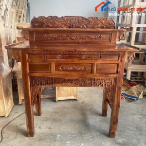 Bàn Thờ Gỗ Tràm 1M47 Thiết Kế 2 Tầng Mới 99%