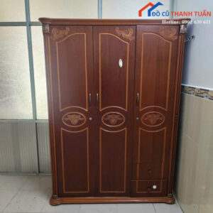 Tủ Quần Áo Cũ 1M2 Thiết Kế 3 Cánh Gỗ Màu Nâu Cổ Điển
