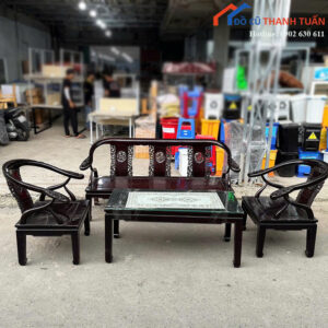 Bộ Salon Gỗ Mun Cũ 4 Món Kiểu Dáng Cổ Điển Giá Tốt
