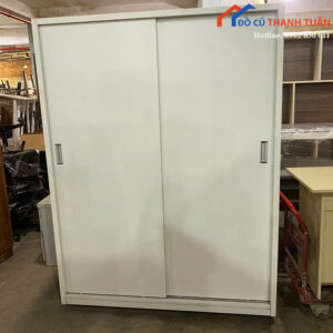 Tủ Quần Áo Cũ Thiết Kế 2 Cửa Lùa Màu Trắng Hiện Đại