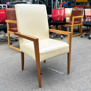 Ghế Cafe Cũ Lưng Cao Khung Gỗ Bọc Da Sang Trọng