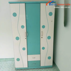Tủ Quần Áo Cũ Thiết Kế 3 Cánh Màu Xanh Ngọc Tiện Lợi