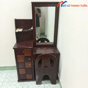 Bàn Trang Điểm Gỗ Cũ Gương Vuông Phong Cách Cổ Điển