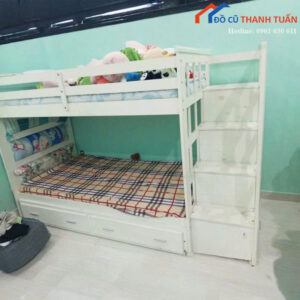Giường Tầng Cũ Màu Trắng Thiết Kế Có Hộc Kéo Tiện Lợi