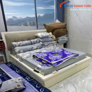 Giường Ngủ Cũ 1M6x2M Màu Kem Thiết Kế Hiện Đại