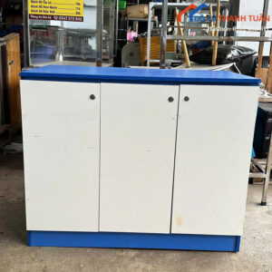 Tủ Hồ Sơ Cũ Màu Trắng Phối Xanh Thiết Kế 3 Cánh
