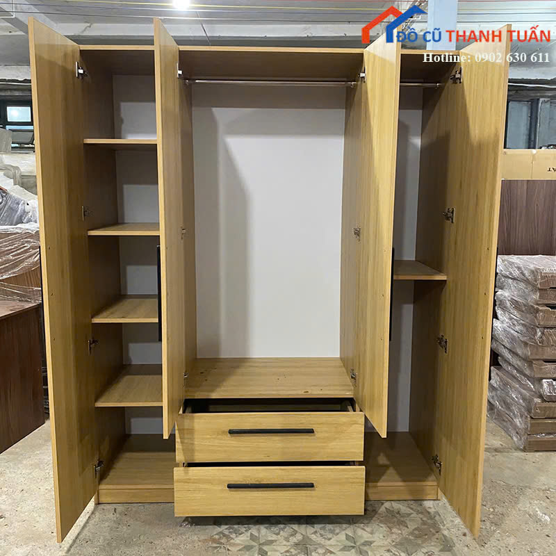 z7167287895254_1cd94a1800570b0304a78a58892b89b0 Tủ Quần Áo 1M6 Thiết Kế 4 Cánh Có Hộc Kéo Mới 99%