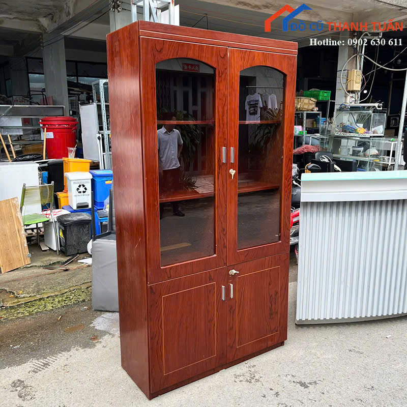 z7167358715917_7b8102c167df089daad089b84fa3d225 Tủ Hồ Sơ Gỗ Cũ 1M9x1M Thiết Kế 2 Tầng Cửa Kính