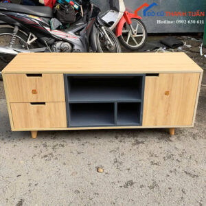 Kệ Tivi Cũ 1M3x55CM Màu Vân Gỗ Phối Xám Sang Trọng