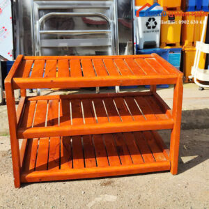 Kệ Để Giày Dép Gỗ Cũ Thiết Kế 3 Tầng Nhỏ Gọn