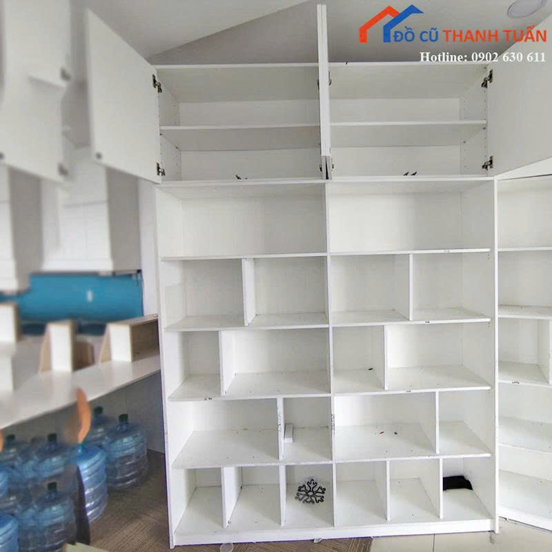 2m55x1m8x-40-sl2-1 Tủ Trưng Bày Cũ Màu Trắng 2M55x1M8 Nhiều Ngăn