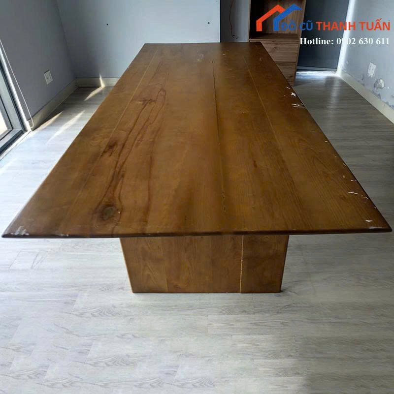 Dai-2m8-ngang-1m2-cao-75-3 Bàn Họp Gỗ Cũ 2M8x1M2 Màu Nâu Kiểu Dáng Hiện Đại