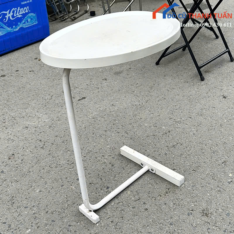 ban-cf-100-3 Bàn Cafe Cũ Màu Trắng Chân Chữ T Nhỏ Gọn
