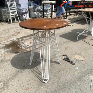 Bàn Cafe Cũ 60CM Mặt Gỗ Tròn Thiết Kế 3 Chân Nhỏ Gọn