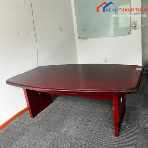 Bàn Họp Gỗ Cũ Màu Nâu Thiết Kế Oval Hiện Đại