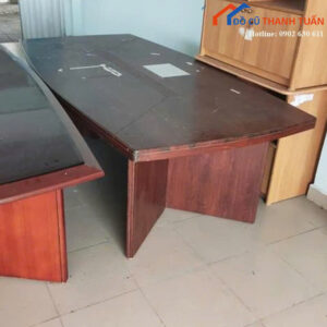 Bàn Họp Gỗ Cũ Màu Nâu Thiết Kế Oval Hiện Đại