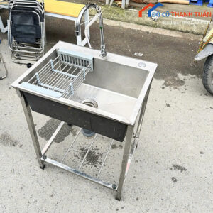 Bồn Rửa Chén Inox Cũ 1 Ngăn Có Vòi Nước Tiện Lợi