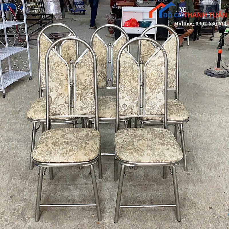 ghe-an-G180-3-1 Ghế Ăn Inox Cũ Bọc Nệm Có Họa Tiết Sang Trọng