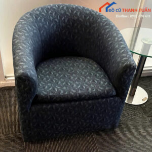 Ghế Sofa Đơn Cũ Bọc Vải Thiết Kế Hoa Văn Màu Xanh