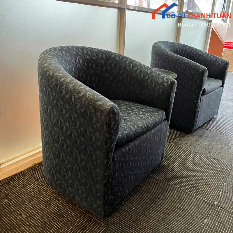 ghe-sofa-G500-3 Ghế Sofa Đơn Cũ Bọc Vải Thiết Kế Hoa Văn Màu Xanh