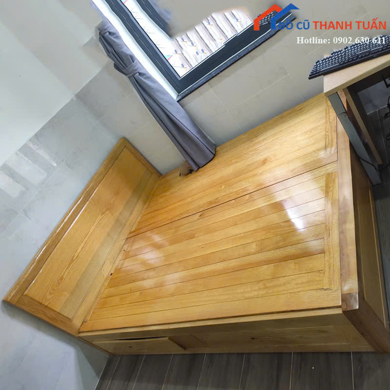 giuong-soi-dat-phan2-hoc-keo-1m8-x-2m-g4tr-2 Giường Gỗ Sồi Cũ 1M8x2M Dạt Phản Có Hộc Kéo Tiện Lợi