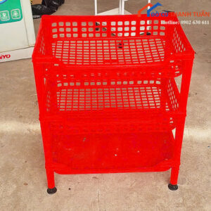Kệ Chén Nhựa Cũ Màu Đỏ Thiết Kế 3 Tầng