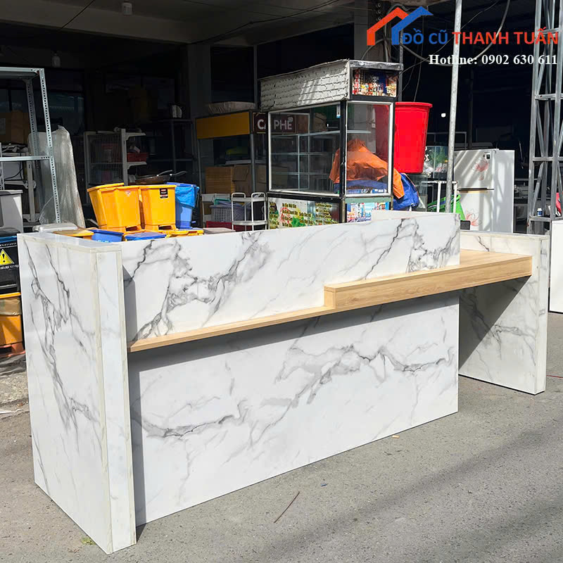 quay-2m48x-70x1m05-G4tr-3 Quầy Lễ Tân Cũ 2M48x70CM Thiết Kế Vân Mây Hiện Đại