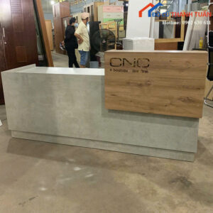 Quầy Lễ Tân Gỗ Cũ 2Mx60CM Vân Gỗ Phối Xám Hiện Đại