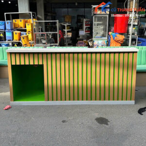 Quầy Lễ Tân Cũ Màu Xanh 2M4x60CM Mặt Đá Hiện Đại