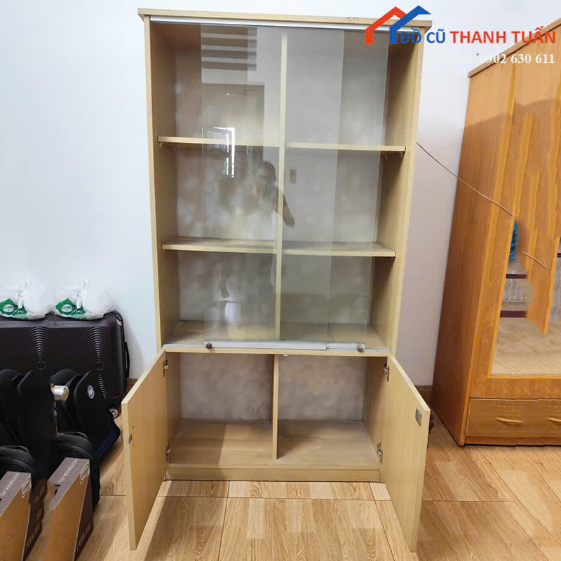 tu-1mx1m8x40-3 Tủ Hồ Sơ Cũ 1Mx1M8 Thiết Kế 2 Cửa Kính Lùa Tiện Lợi