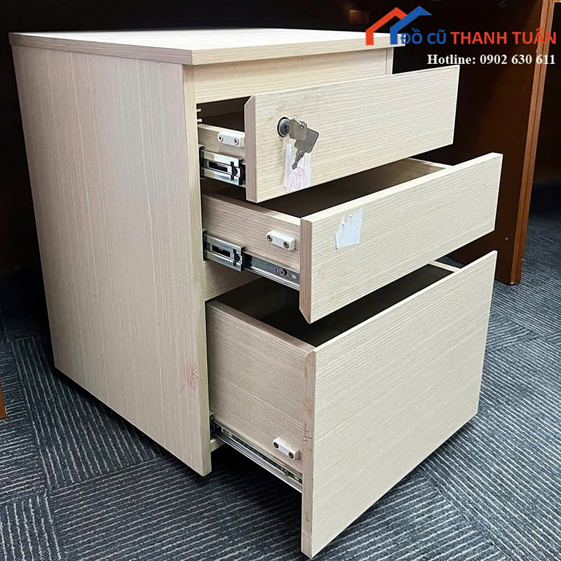 tu-ho-so-45x425x625-G400-3 Tủ Hồ Sơ Cũ 45CMx62CM Vân Gỗ Sáng 3 Hộc Kéo