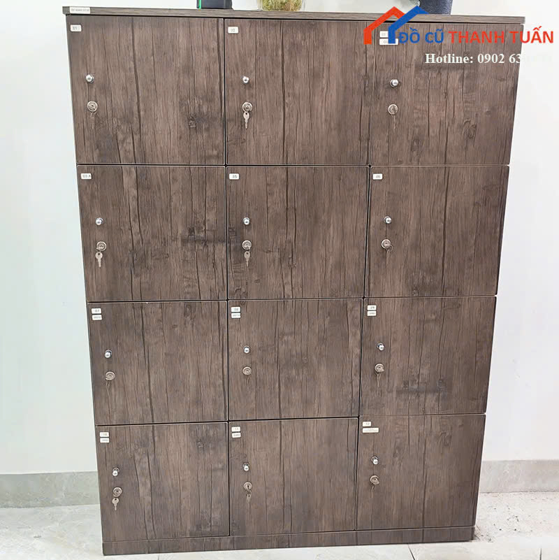 tu-locker-1m2x1m6x30-G2tr-1 Tủ Locker Cũ Màu Nâu Chia Ô Tiện Lợi (Nhiều Mẫu)